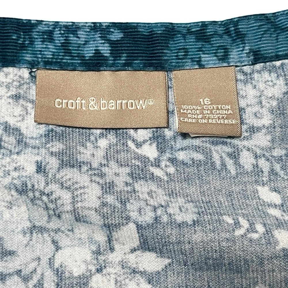 Croft & Barrow Aqua Blue Floral Roses Corduroy Cottagecore Skirt Size 16 - Picture 5 of 8